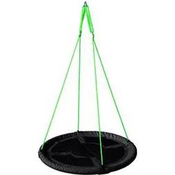 Oliver & Kids Net Swing round 110 cm Black w. Green Rope