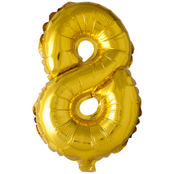 Guld folieballon som tallet 8