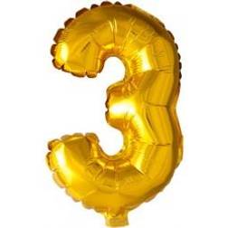 Guld folieballon som tallet 3
