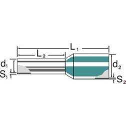 Weidmüller – Isoleret terminalrør, 4,0 mm² 10, mm, grå (farvekode TE/ 50 stk