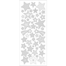 Creativ Company Stickers, stjerner, 10x24 cm, sølv, 1 ark