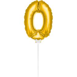Folat Folie Ballon på pind Guld 0 tal 36 cm