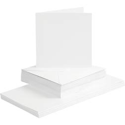 Creativ Company Kort og kuverter, kort str. 15x15 cm, kuvert str. 16x16 cm, 120 240 g, hvid, 50 sæt/ 1 pk