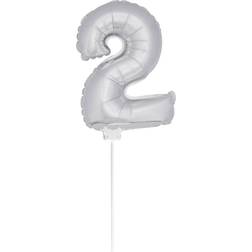 Folat nummerballon 2 folie 36 cm sølv