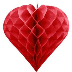 PartyDeco Rød Honeycomb hjerte