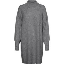 Vero Moda Lefile Long Sleeve High Neck Dress - Medium Grey Melange