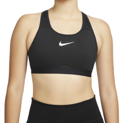 Nike Dri-FIT Swoosh High-Support Non-Padded Adjustable Sports Bra - Black/Dark Smoke Grey/White