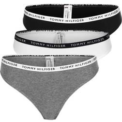 Tommy Hilfiger Recycled Cotton Thongs 3-pack - Medium Grey Htr/White/Black