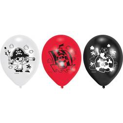 Amscan balloner Pirates 22,8 cm hvid/sort/rød 6 stk