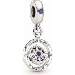 Pandora Spinning Compass Dangle Charm - Silver/Blue