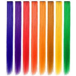 8 syntetiske Hair Extensions i forskellige farver
