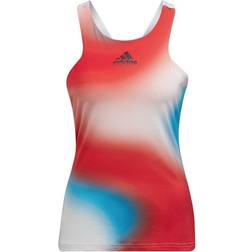 adidas Melbourne Tennis Printed Y-Tank Top Women - White/Vivid Red/Sky Rush