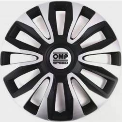 OMP Hjulkapsel Magnum Speed Sort Sølvfarvet 16" (4 uds)