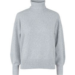 Pieces Cava Knitted Pullover - Light Grey Melange