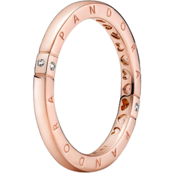 Pandora Logo & Hearts Ring - Rose Gold/Transparent