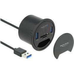 DeLock USB 3.2 Gen 1 In-Desk Card Reader for microSD/SD with USB hub (64152)