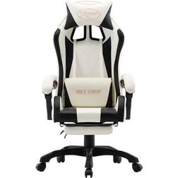 vidaXL Imitation Leather with Footrest Gaming Chair - Black/White