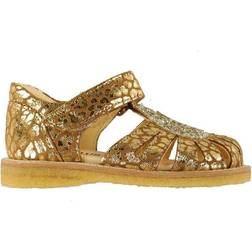 Angulus Sandal with Velcro - Gold Leo/Beige Glitter