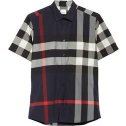 Burberry Somerton Check Stretch Cotton Shirt - Navy