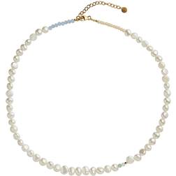 Stine A Perlie Creme Necklace - Gold/Pearls/Multicolour
