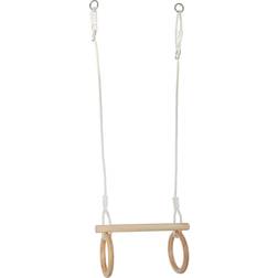Small Foot Trapeze with Wooden Gymnastic Rings