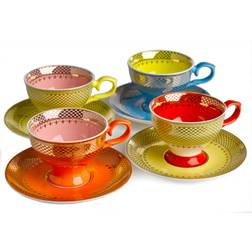 Grandma Espresso Set of 4 With saucers by Pols Potten Multicoloured Espresso Cup