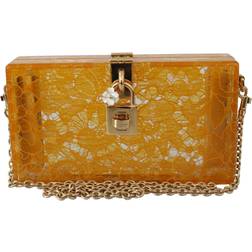 Dolce & Gabbana DG Yellow Plexiglass Taormina Lace Clutch Borse Bag BOX Yellow ONESIZE