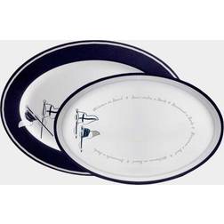 Welcome on Board Melamine 2-Pc. Oval Platters White 14.0 In. L X 10.0 In. D Serving Tray