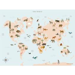 Vissevasse World Map Animals Plakat 40x30cm