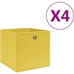 vidaXL 4 stk. 28x28x28 cm uvævet stof gul Opbevaringsboks