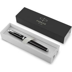 Parker IM Fountain Pen Black Lacquer with Chrome Trim Fine Nib with Blue Ink Refill Gift Box