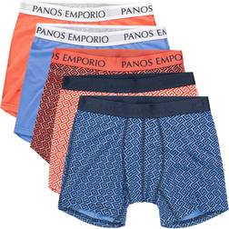 Panos Emporio Bamboo Cotton Boxers 5-pack - Orange/Dark Blue