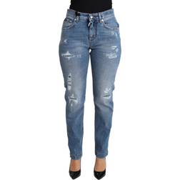 Dolce & Gabbana DG Tattered Skinny Denim Cotton Blend Jeans IT48