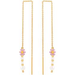 Hultquist Alan Earrings - Gold/Pink/Pearls