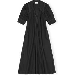 Ganni Cotton Poplin Dress - Black