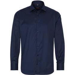 Eterna Comfort Fit Long Sleeve Cover Shirt - Twill Blue