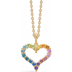 Mads Z Tender Heart Rainbow Pendant Necklace - Gold/Sapphire/Topaz/Tourmaline/Amethyst