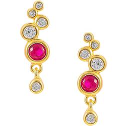 Hultquist Ruby Cyclepath Earrings - Gold/Pink/Transparent
