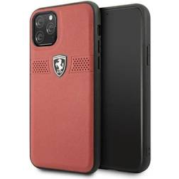 Ferrari iPhone 11 Pro Real Leather Red Perforated Stripe