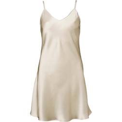 Lady Avenue Silk Satin Nightgown Beige
