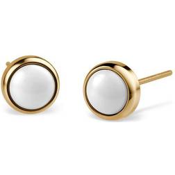 Bering Link Earrings - Gold/Pearl