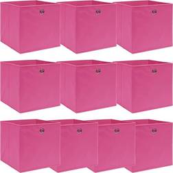vidaXL 10 stk. 32x32x32 stof pink Opbevaringsboks