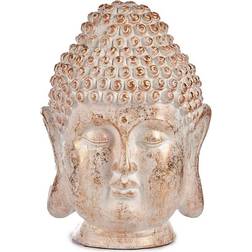 Piz Buin Dekorativ havefigur Buddha Hoved Hvid/Guld Polyesterharpisk (31,5 x 50,5 x 35 cm) Dekorationsfigur