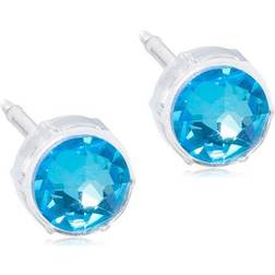 Blomdahl Medical Plastic Earrings - Silver/Blue