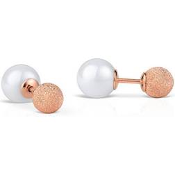 Bering Ceramic Stud Earrings - Rose Gold/White