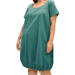 Zizzi Ballon Short Sleeved Dress - Green