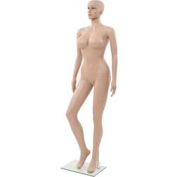 vidaXL Sexet kvindelig mannequin med glassokkel beige 180 cm
