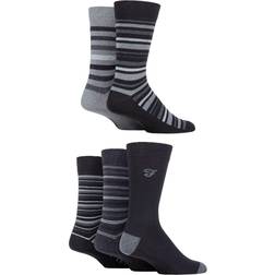 FARAH Patterned Striped and Argyle Cotton Men's Socks 5-pack - Stripe Black/Charcoal