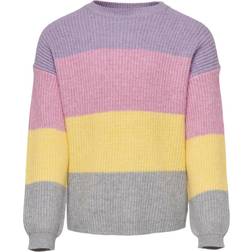 Only Kid's Knitted Striped Pullover - Purple/Viola