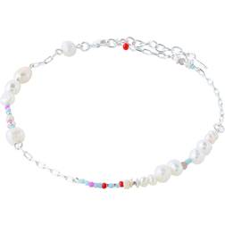 Pilgrim ILSA Ankle Chain - Silver/Pearls/Multicolour